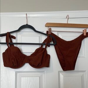 Women’s Brown Tie-Strap Bikini Set - Two-Piece Swimwear